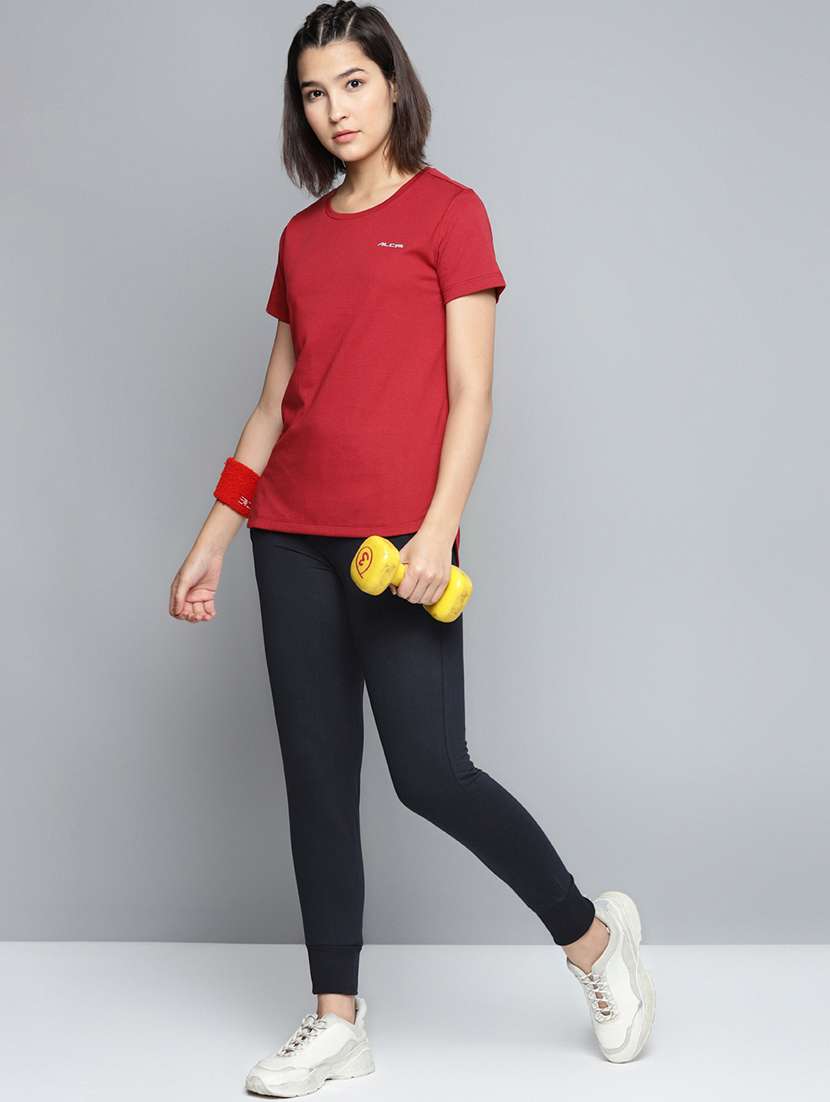 high rise solid track pants - 17718714 - Standard Image - 3