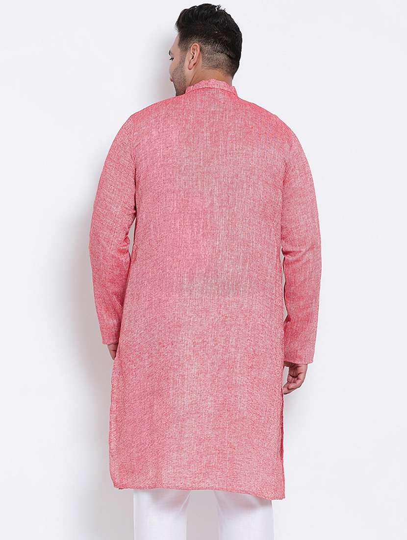 plus size pink solid long kurta - 17718882 - Standard Image - 3