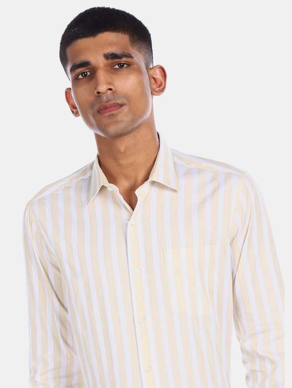 beige striped formal shirt - 17727519 -  Standard Image - 5