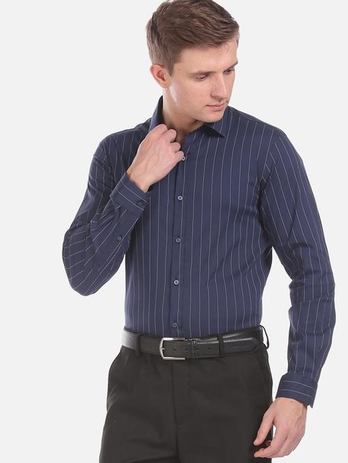 navy blue striped formal shirt - 17727530 -  Standard Image - 0