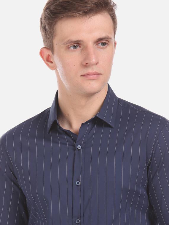 navy blue striped formal shirt - 17727530 - Standard Image - 5
