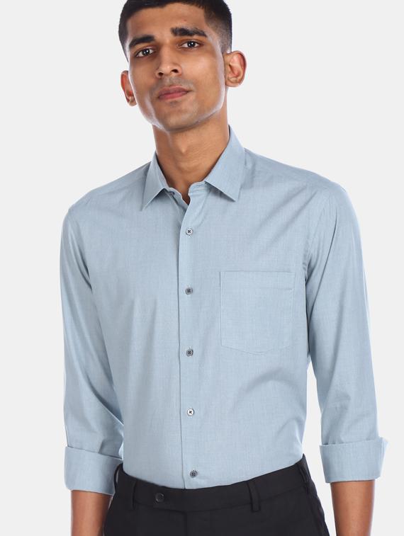 blue solid formal shirt - 17727531 - Zoom Image - 0