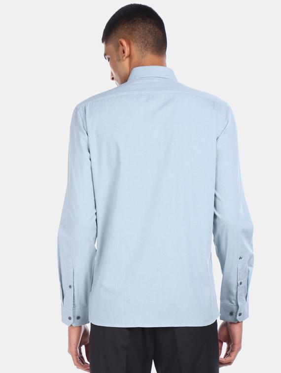 blue solid formal shirt - 17727531 - Standard Image - 3