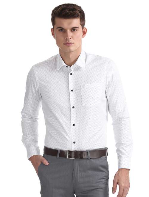 white printed formal shirt - 17727596 -  Standard Image - 0