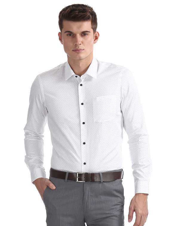 white printed formal shirt - 17727596 -  Zoom Image - 0