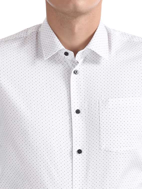 white printed formal shirt - 17727596 - Standard Image - 5