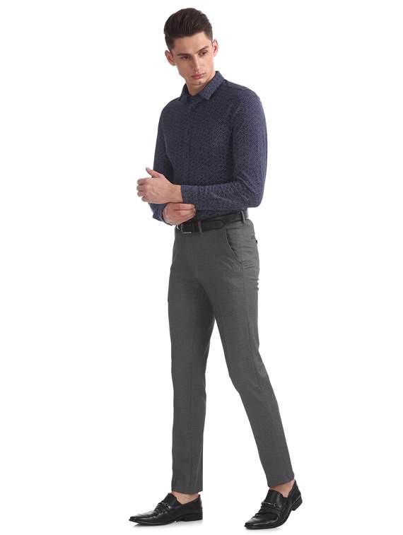 navy blue printed formal shirt - 17727606 - Standard Image - 3