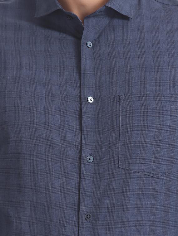 navy blue checkered formal shirt - 17727619 - Standard Image - 5