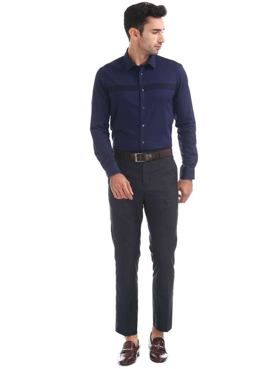 navy blue checkered formal shirt - 17727642 - Standard Image - 3