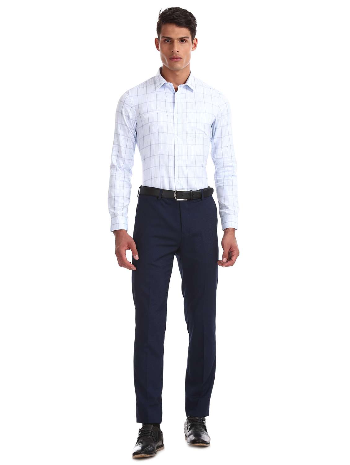 light blue checkerd formal shirt - 17727769 - Standard Image - 3
