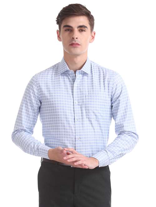 light blue checkered formal shirt - 17727774 - Standard Image - 0