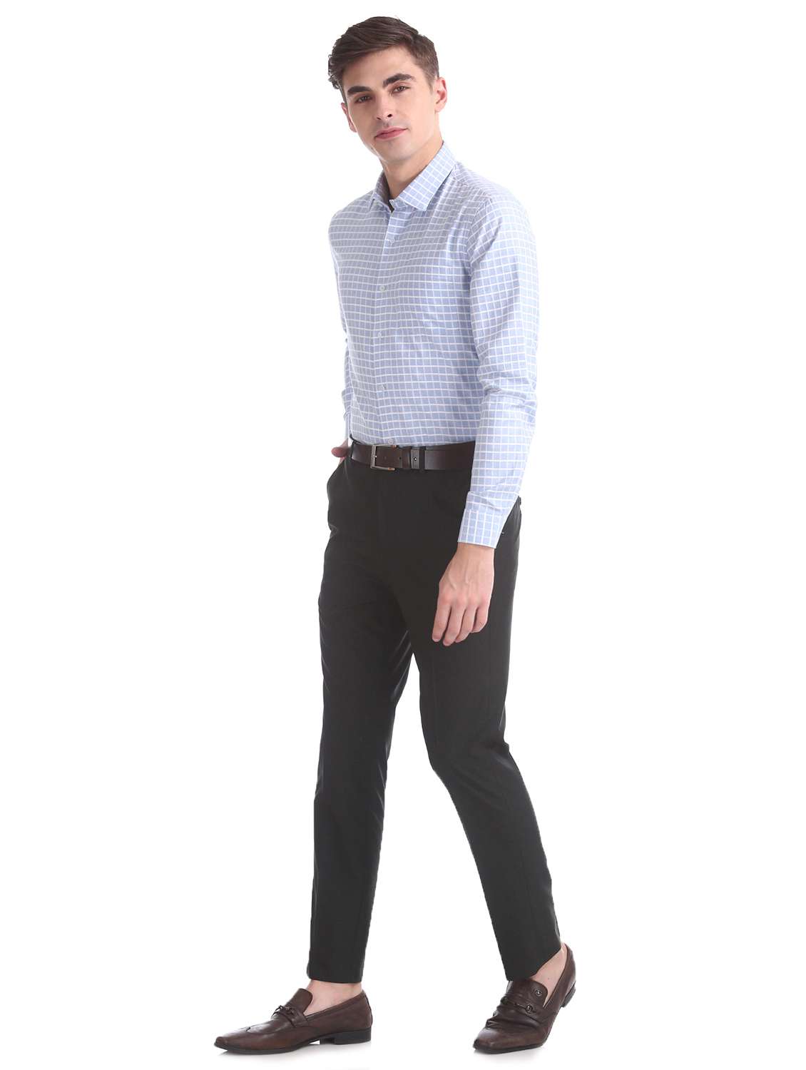 light blue checkered formal shirt - 17727774 - Standard Image - 3