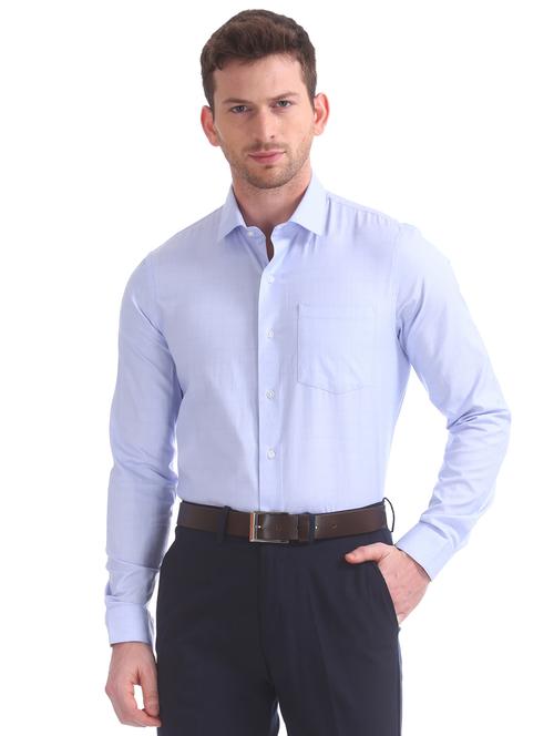 light blue self design formal shirt - 17727782 -  Standard Image - 0