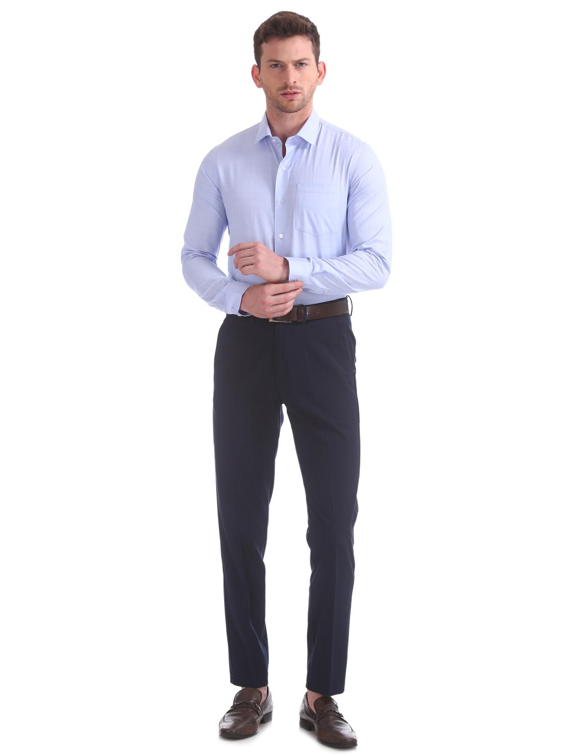 light blue self design formal shirt - 17727782 - Standard Image - 3