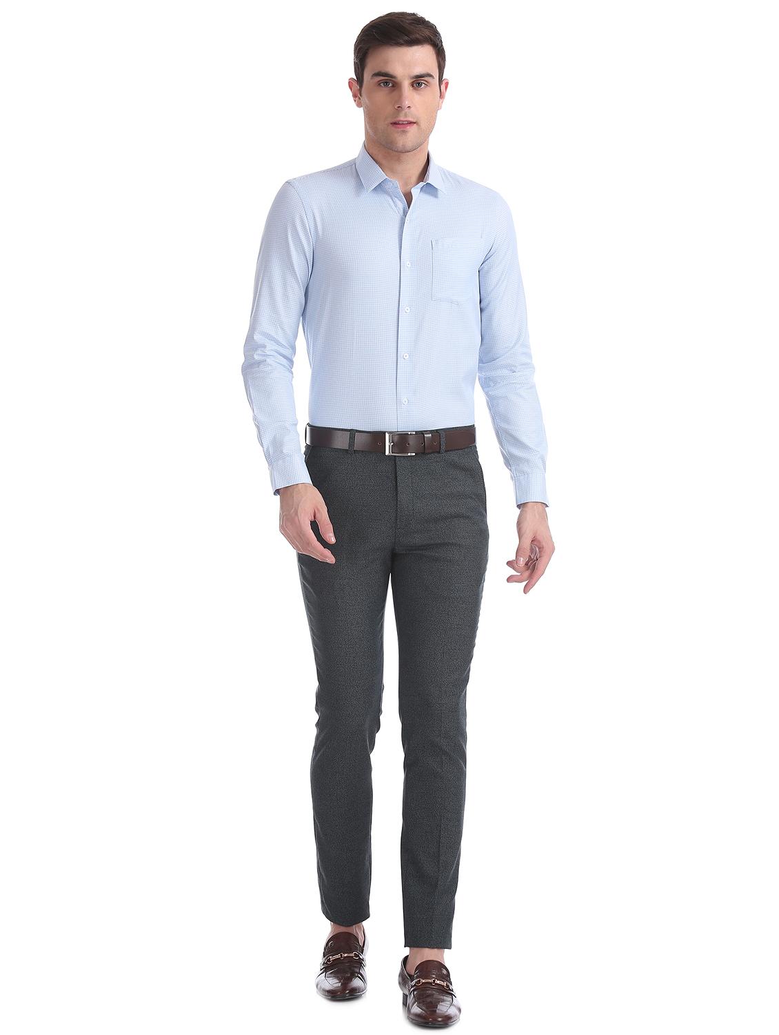 light blue self design formal shirt - 17727788 - Standard Image - 3