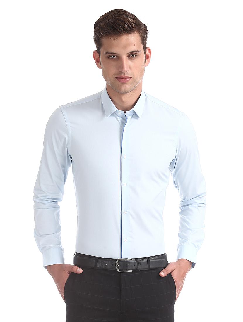 blue solid formal shirt - 17727863 - Zoom Image - 0