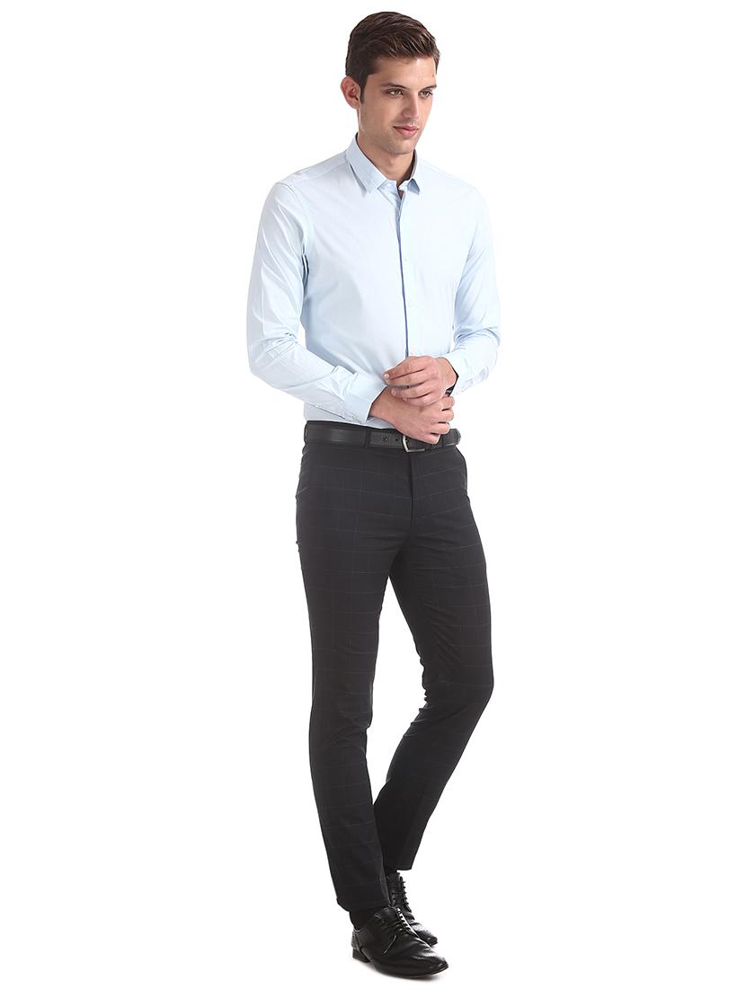 blue solid formal shirt - 17727863 - Standard Image - 3