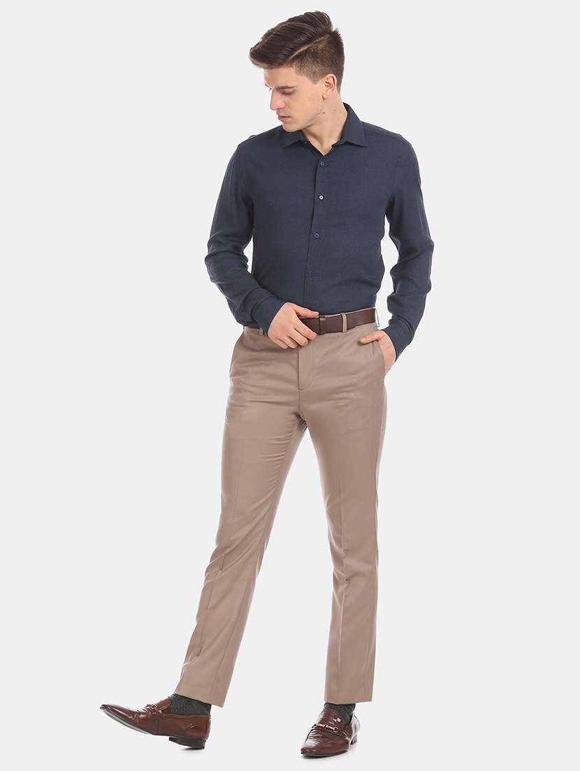 navy blue solid formal shirt - 17727897 - Standard Image - 3