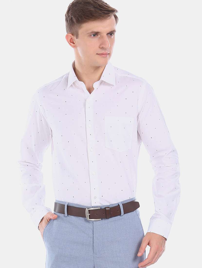 white printed formal shirt