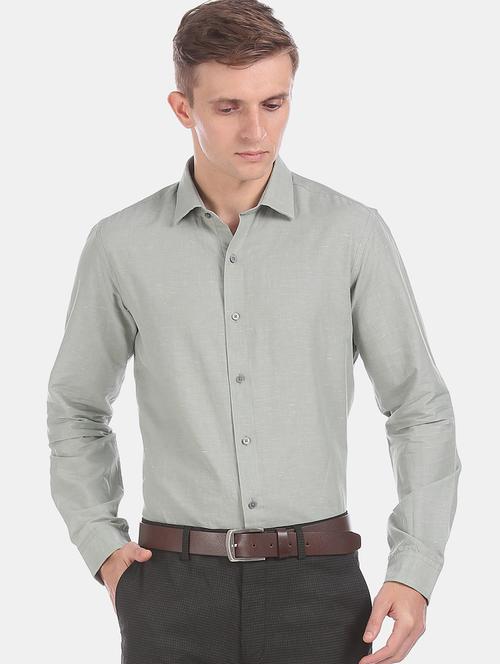 grey solid formal shirt - 17727953 -  Standard Image - 0