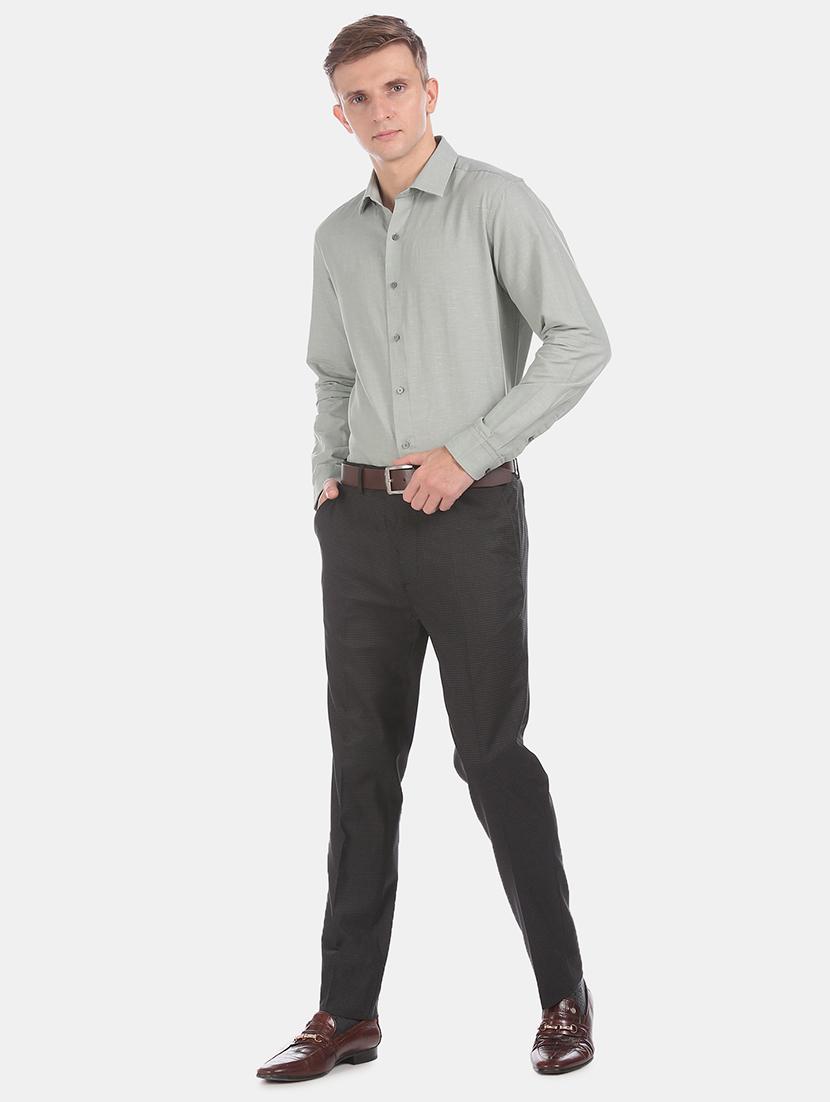 grey solid formal shirt - 17727953 - Standard Image - 3