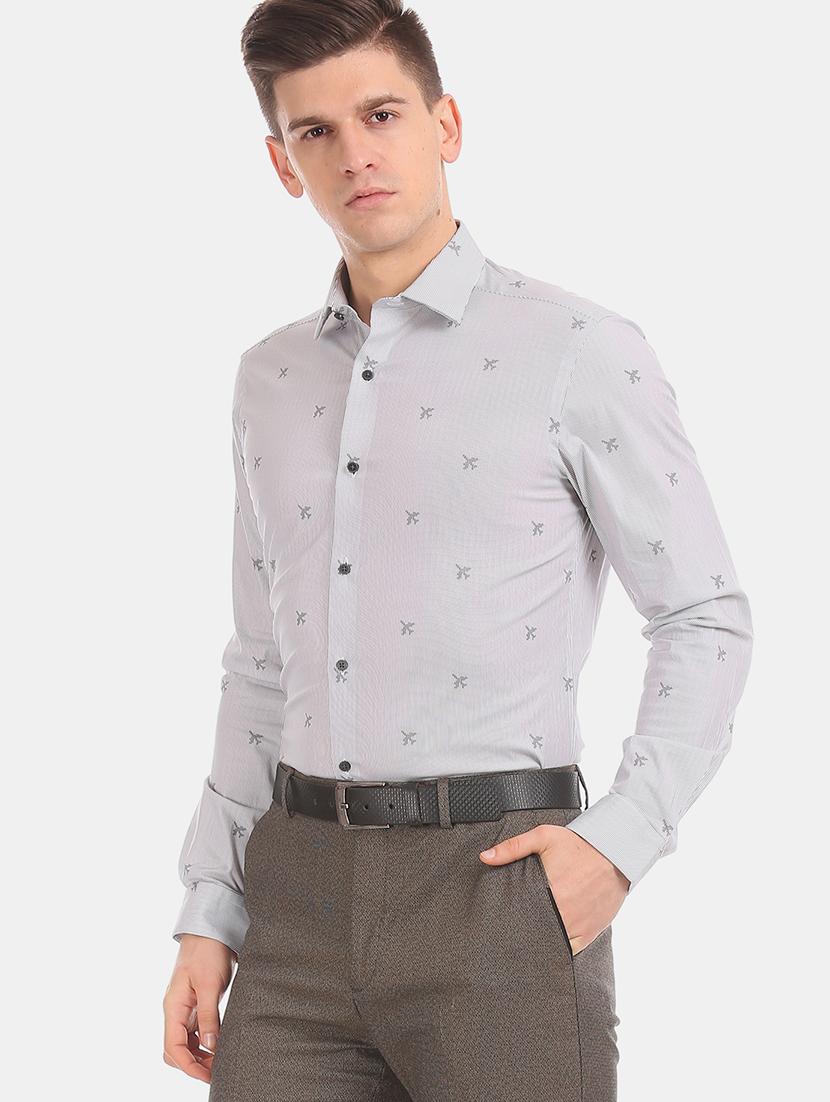grey printed formal shirt - 17727955 - Zoom Image - 0