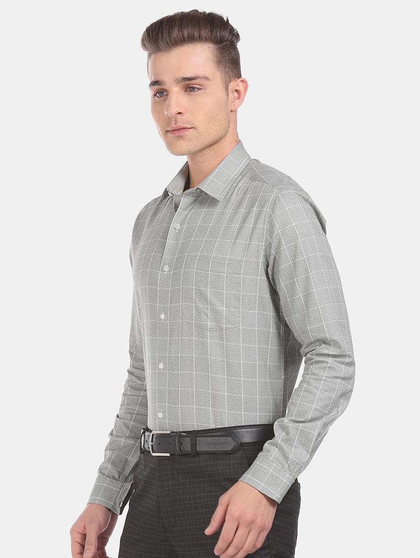grey checkered formal shirt - 17727963 - Zoom Image - 0