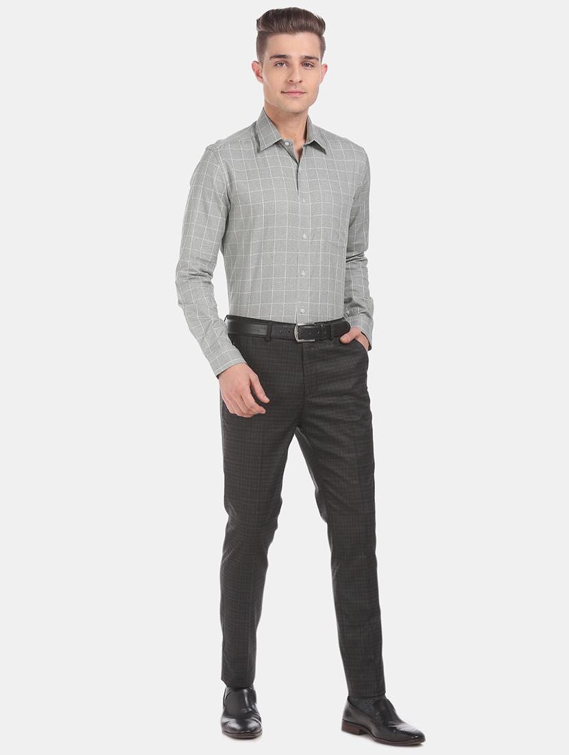 grey checkered formal shirt - 17727963 - Standard Image - 3