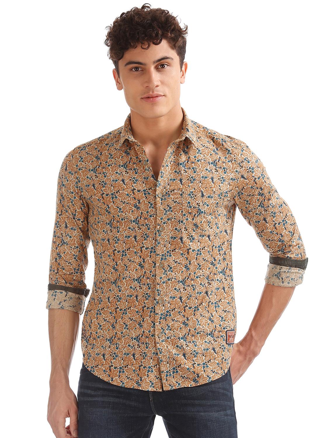 beige floral casual shirt - 17728117 - Zoom Image - 0
