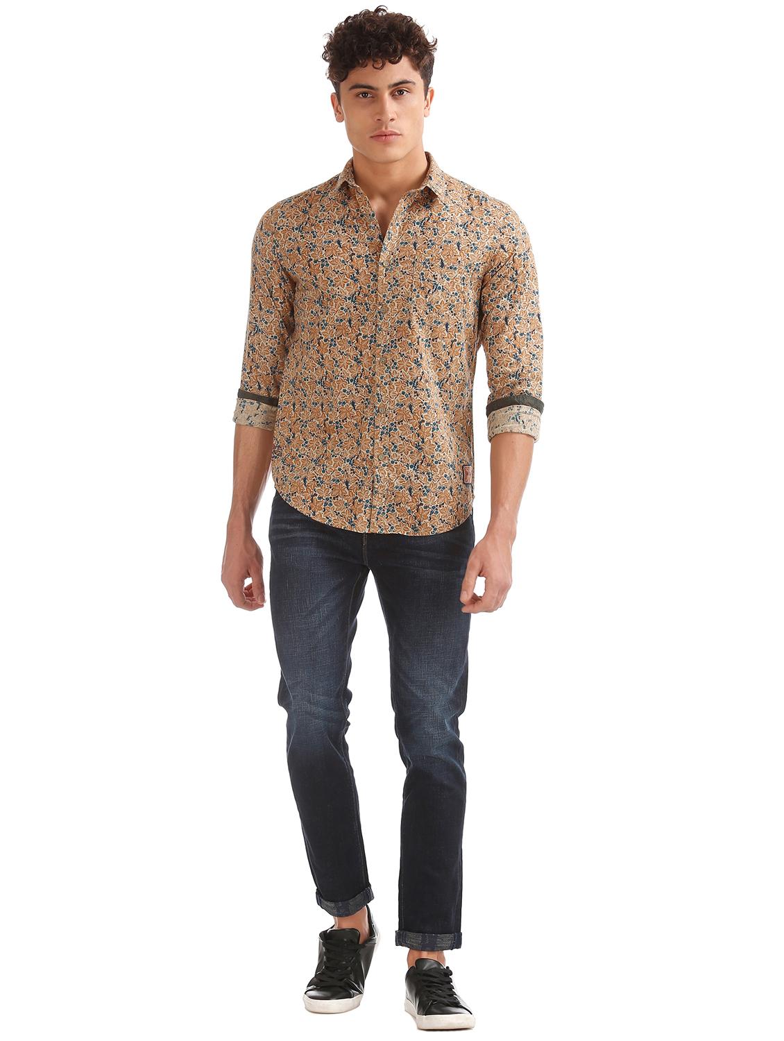 beige floral casual shirt - 17728117 - Standard Image - 3