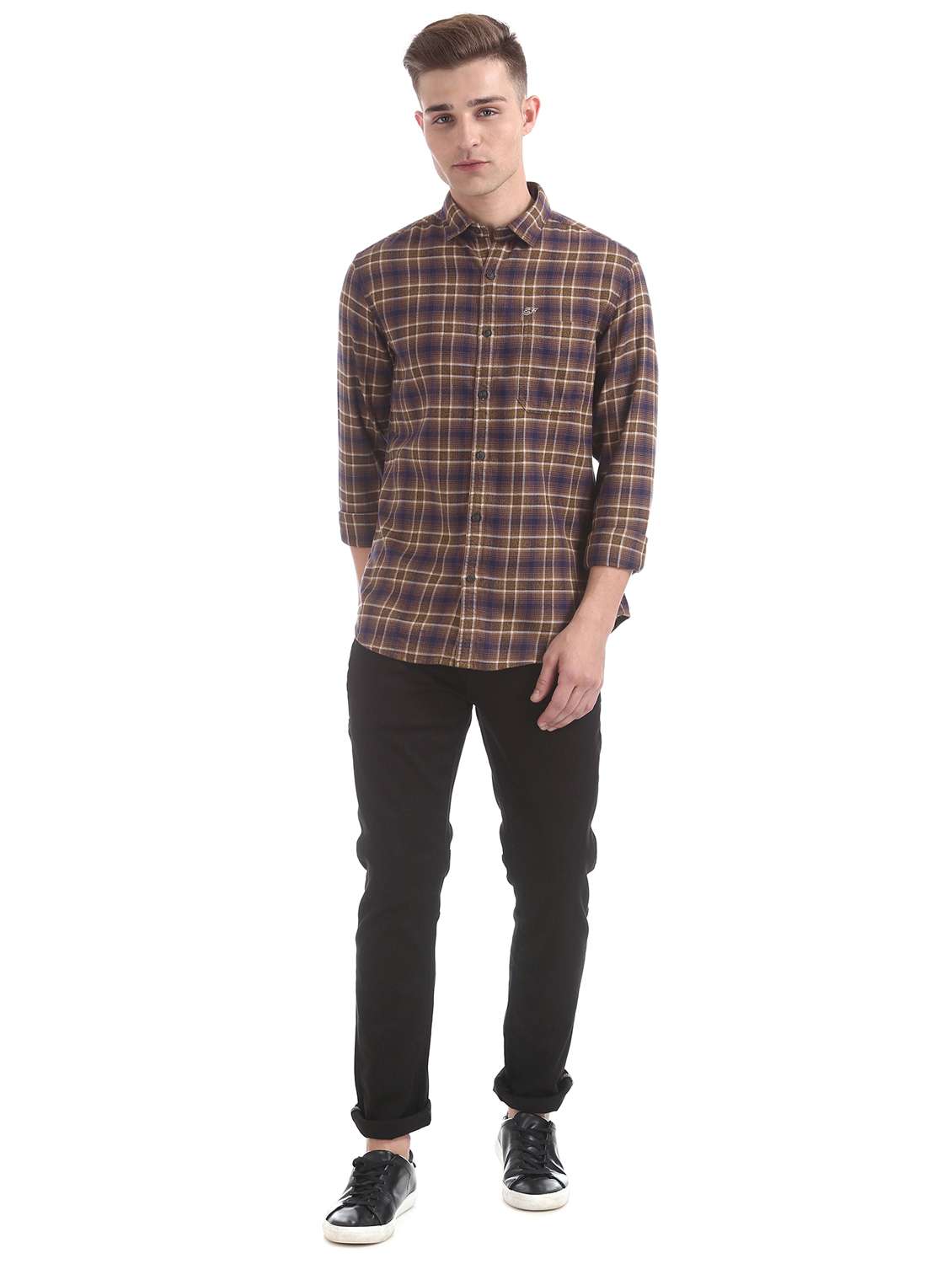 brown checkered casual shirt - 17728141 -  Standard Image - 3