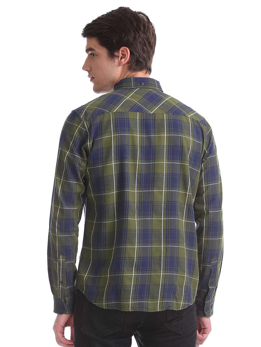 blue checkered casual shirt - 17728675 - Standard Image - 3