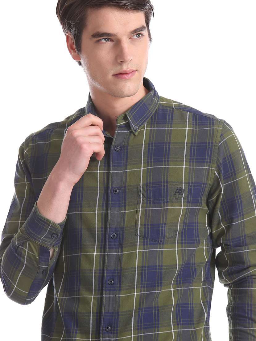 blue checkered casual shirt - 17728675 - Standard Image - 5