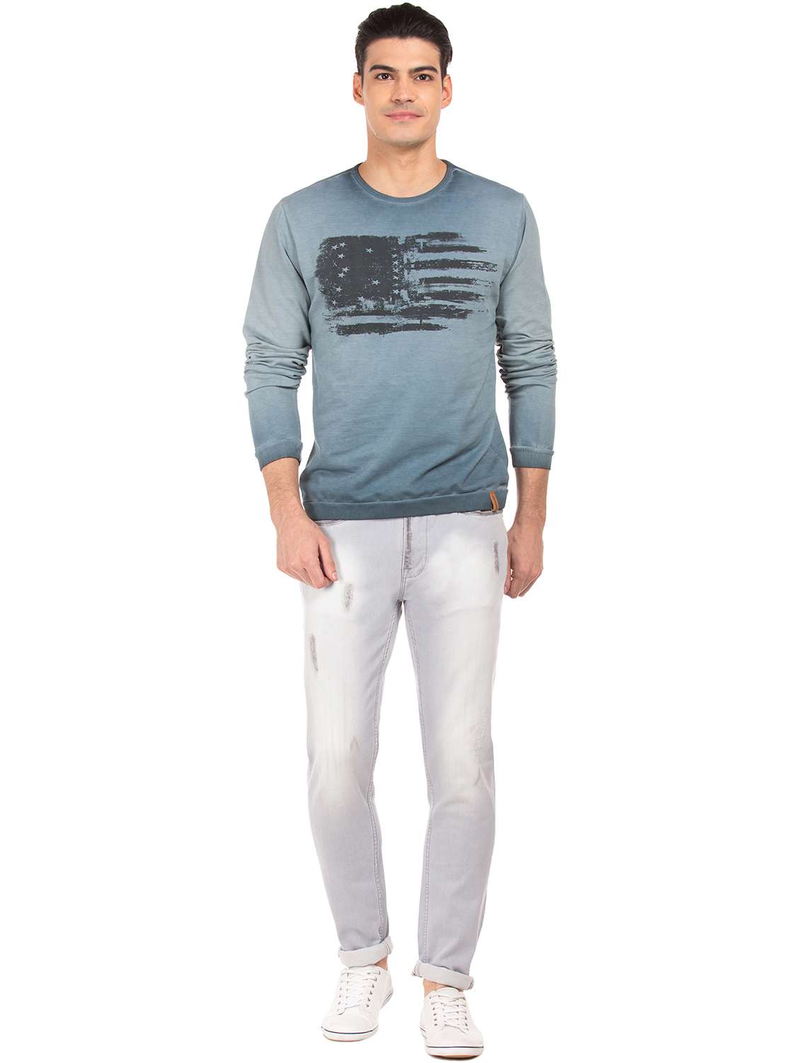 blue chest print sweatshirt - 17728841 - Standard Image - 3