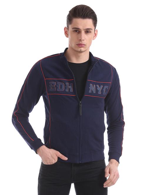 navy blue printed sweatshirt - 17728862 - Standard Image - 0