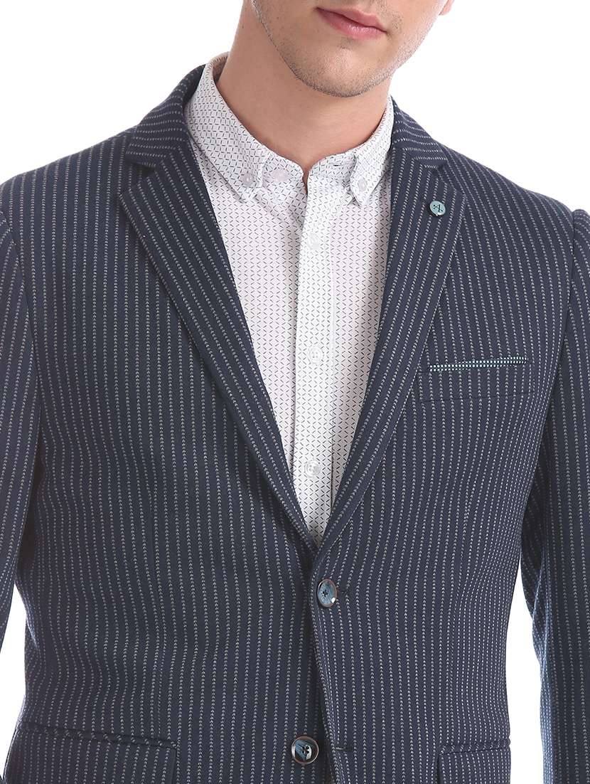 navy blue striped single breasted formal blazer - 17729771 - Standard Image - 5