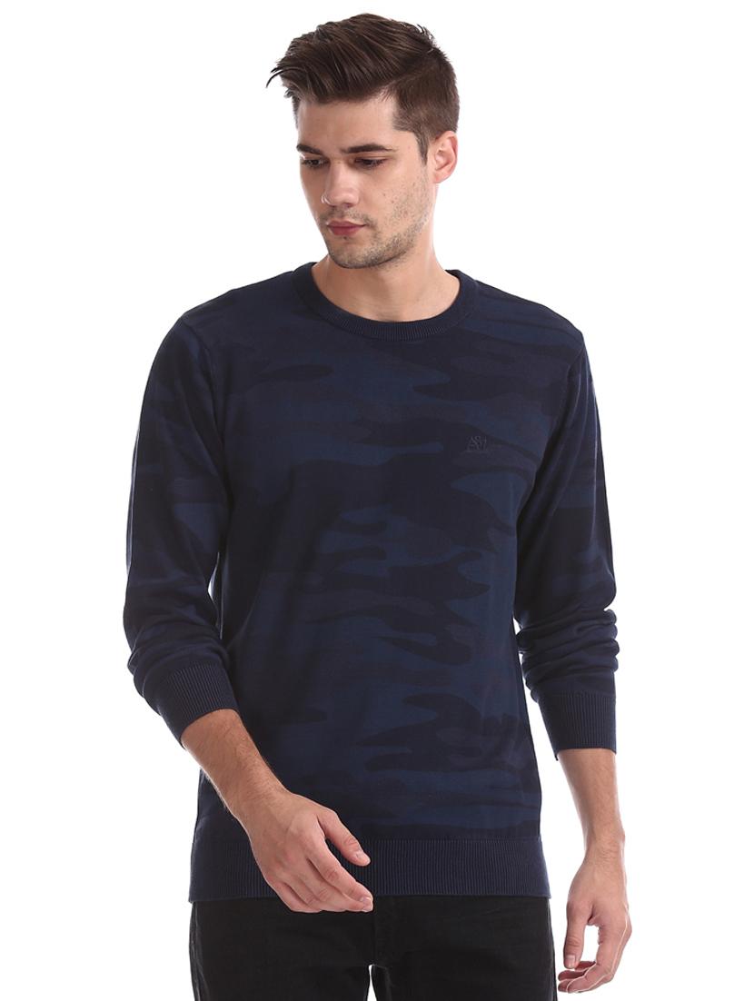 navy blue printed pullover - 17730091 -  Zoom Image - 0