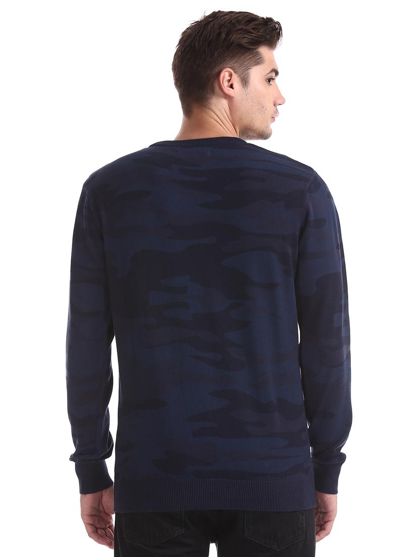navy blue printed pullover - 17730091 - Standard Image - 3