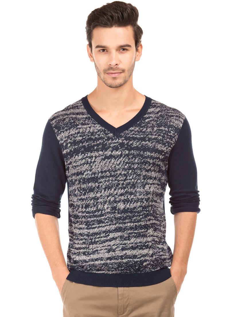 navy blue printed pullover - 17730173 - Zoom Image - 0