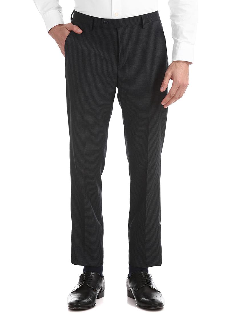 black striped flat front formal trouser - 17730998 - Zoom Image - 0