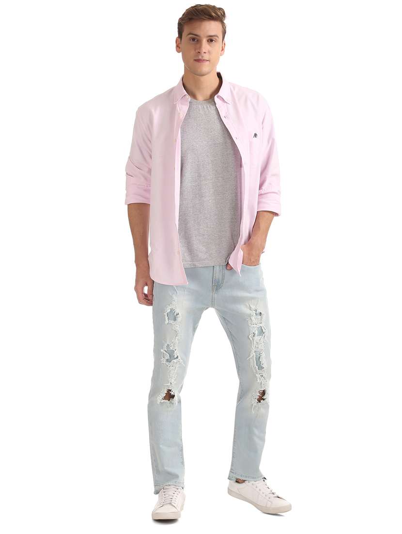 blue heavy washed distressed denim jeans - 17731739 -  Standard Image - 3