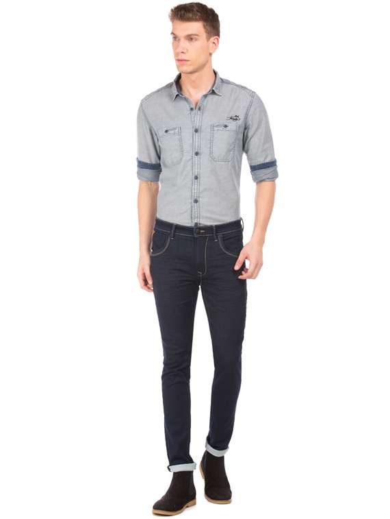 blue plain denim jeans - 17731921 - Standard Image - 3