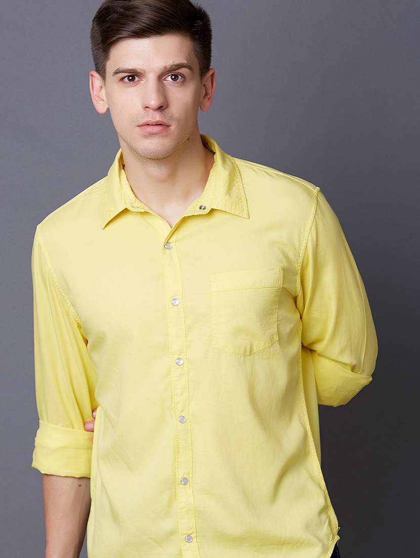 yellow solid casual shirt - 17732200 -  Standard Image - 3