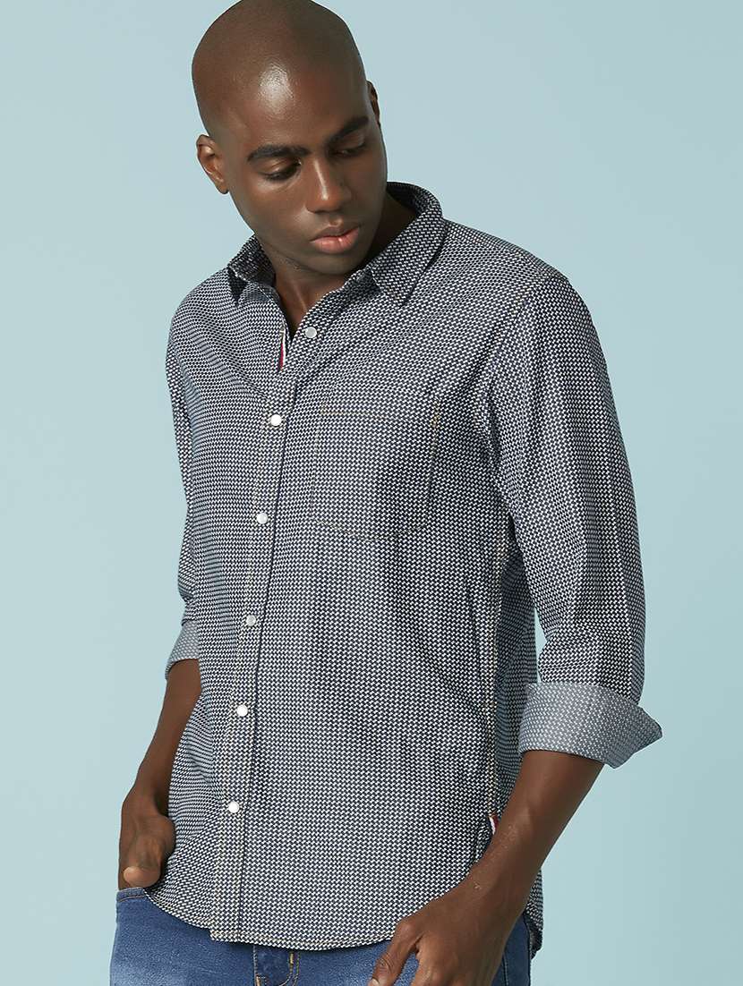 blue printed casual shirt - 17732202 -  Standard Image - 3