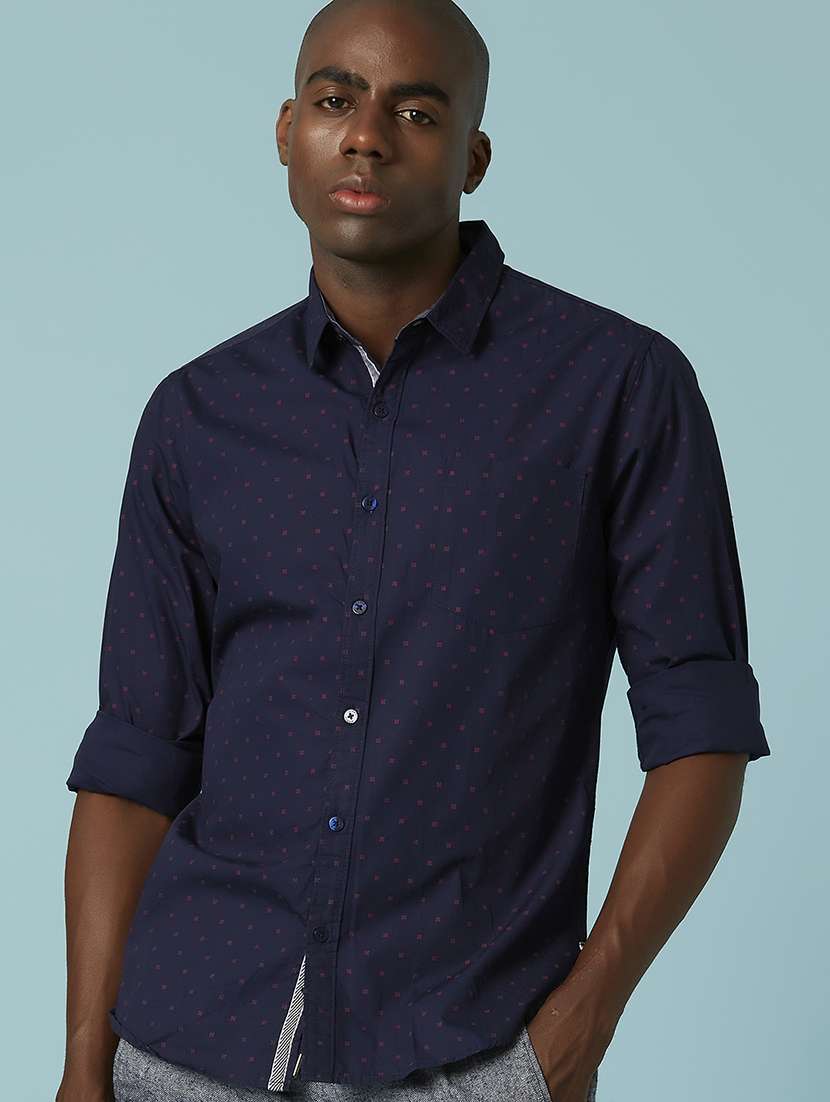 navy blue printed casual shirt - 17732209 -  Standard Image - 3