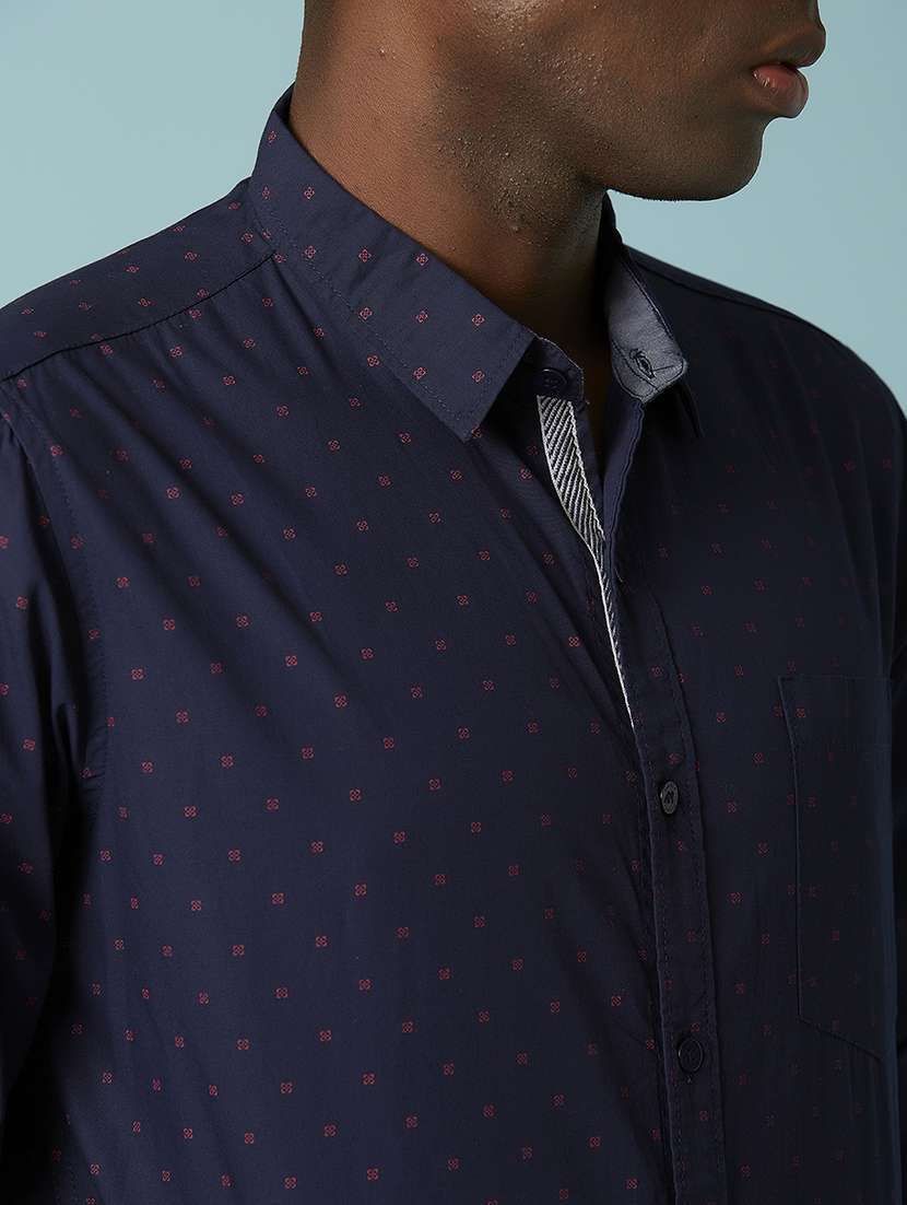 navy blue printed casual shirt - 17732209 -  Standard Image - 5