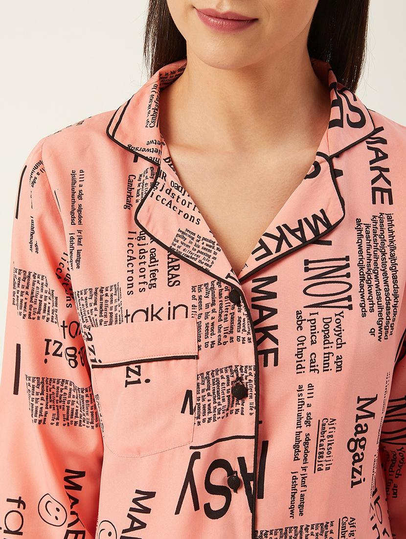 orange printed nightwear pajama set - 17732927 - Standard Image - 3