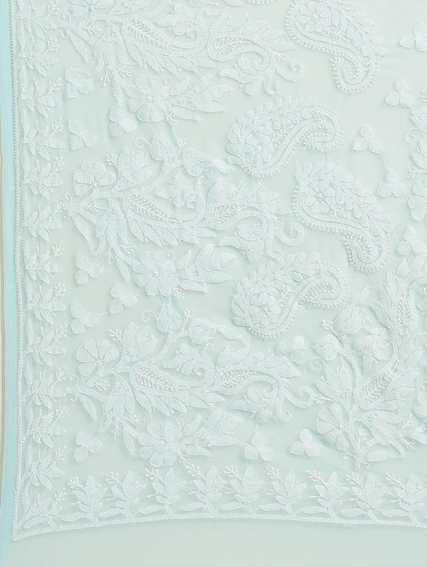 ada hand-embroidered sea green chikankari saree with blouse - 17733146 -  Standard Image - 3