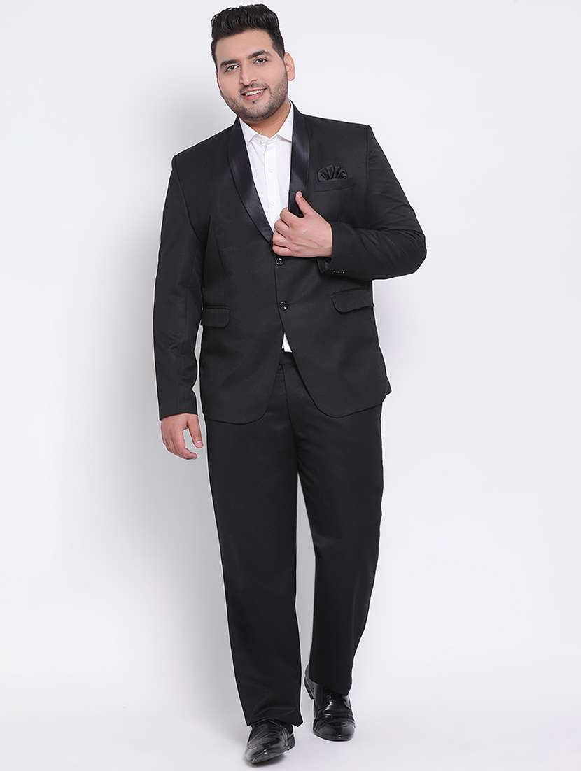Black Solid Single Breasted Suit 