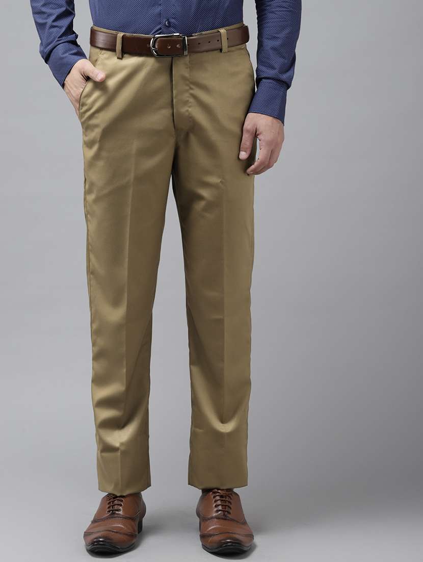 beige solid flat front formal trouser